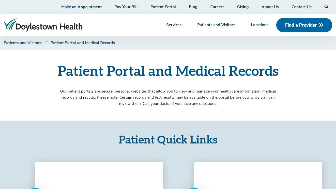 Patient Portal and Medical Records | Doylestown Health