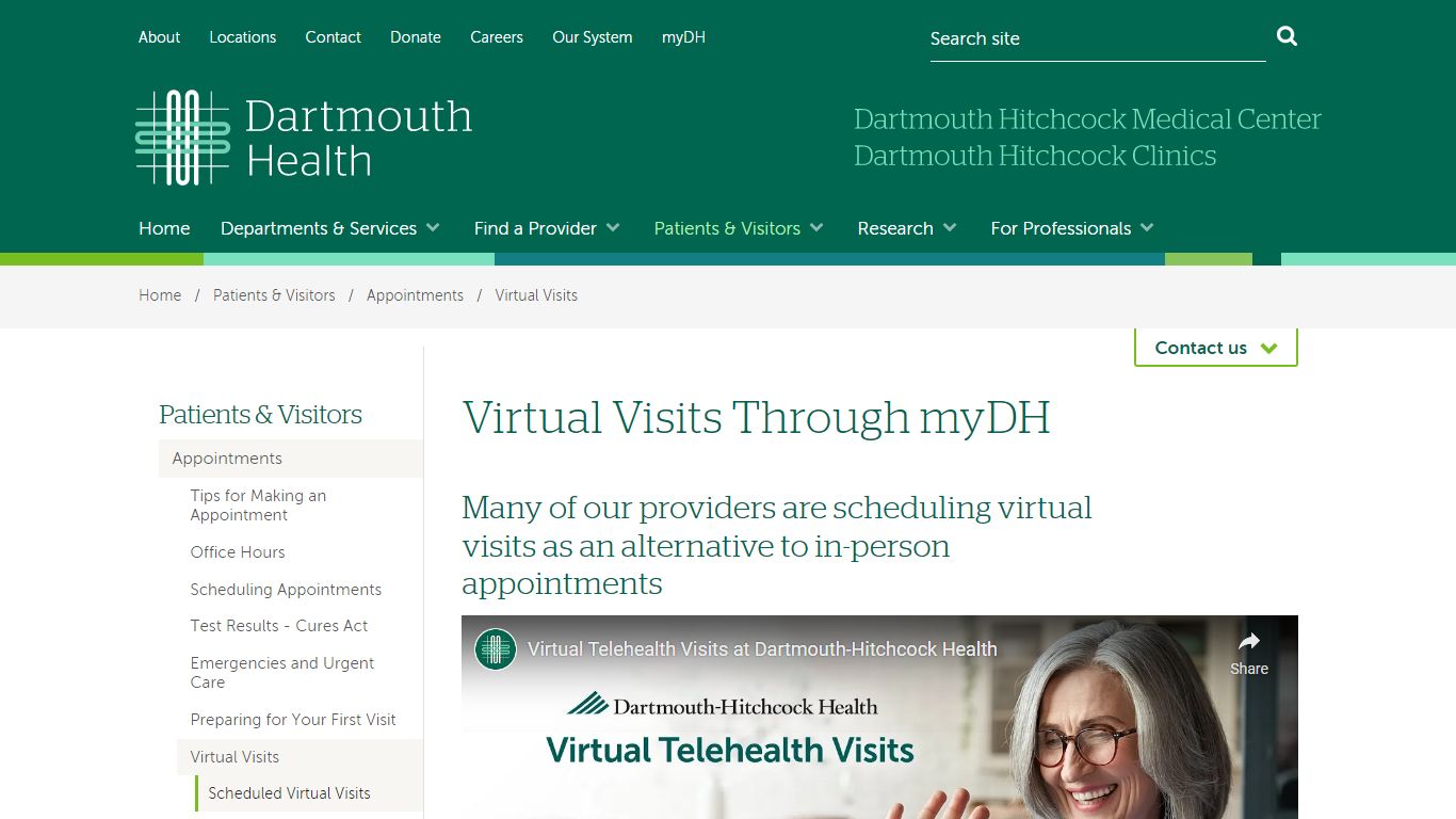 Virtual Visits Through myDH | Patients & Visitors - DHMC and Clinics